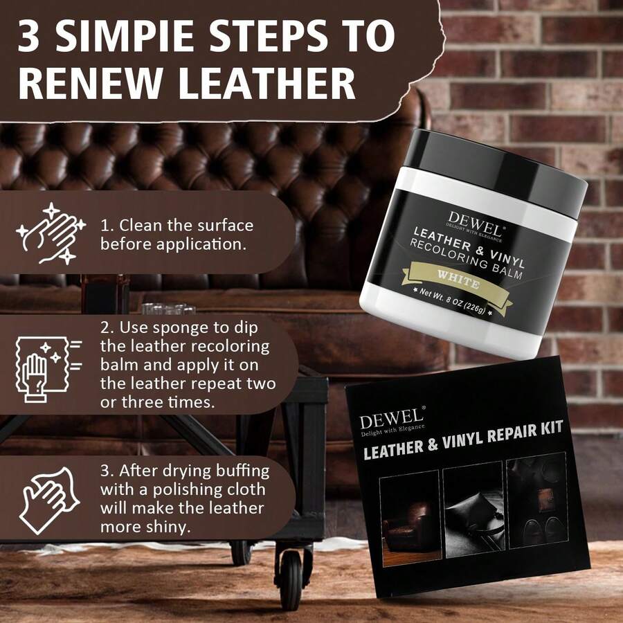 DEWEL DEWEL Leather Recoloring Balm, White Leather Color Restorer For