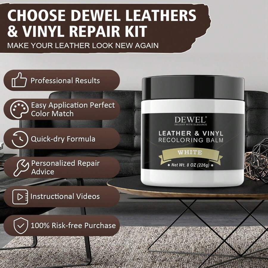 DEWEL DEWEL Leather Recoloring Balm, White Leather Color Restorer For