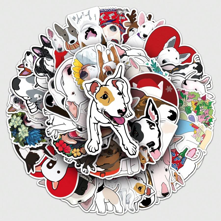 50 miếng dán hình chó Bullhead Terrier hoạt hình, miếng dán bằng nhựa vinyl cho máy tính xách tay, bình nước, đàn guitar, xe đạp, ô tô, xe máy, cản xe, hành lý, ván trượt, hình dán dễ thương, món quà tuyệt vời cho trẻ em, thanh thiếu niên, nam giới, phụ nữ. - Nhiều màu - Xem 1