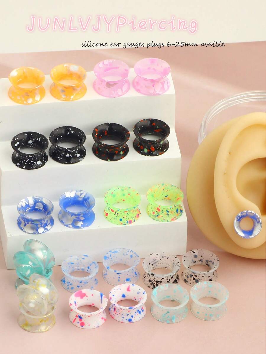 2pcs Double Flared Hollow Soft Silicone Ear Gauges Ear Expander Stretcher Body Piercing Jewelry 6-25mm Gauges For Ear - Ear Tunnels - View 1