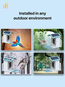 D8 智能喂鸟器，带摄像头喂鸟器，AI 识别鸟类种类，带摄像头的智能喂鸟器，观鸟摄像头 - 藍白色 - 查看 7