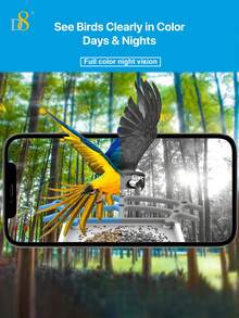 D8 智能喂鸟器，带摄像头喂鸟器，AI 识别鸟类种类，带摄像头的智能喂鸟器，观鸟摄像头 - 藍白色 - 查看 4