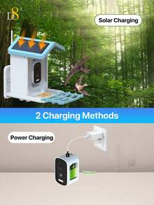 D8 智能喂鸟器，带摄像头喂鸟器，AI 识别鸟类种类，带摄像头的智能喂鸟器，观鸟摄像头 - 藍白色 - 查看 6