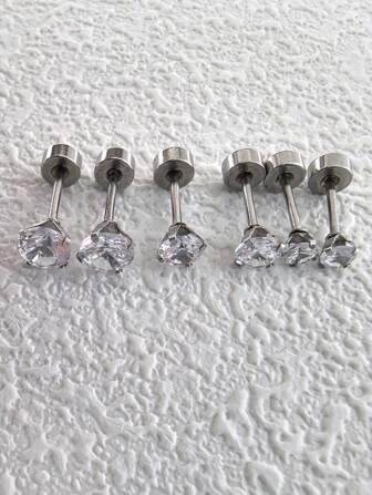 6 件/套女士不锈钢耳骨耳钉