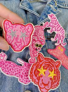 1 Set Of 3/6pcs Pink Leopard Lion Embroidery Patches Polyester Badge DIY Clothing Iron On Patches Sew Accessory Cloth Stickers Suitable For Backpacks, Jeans, Jackets, T-Shirts, Hats, Dresses, Etc - Multicolor - View 4
