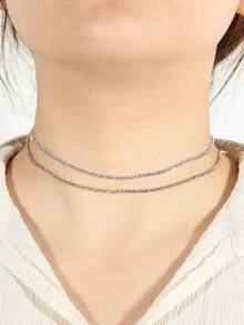 1 件简约时尚镀金彩色水钻镶嵌项圈项链适合日常佩戴 - 項鍊 - 查看 7