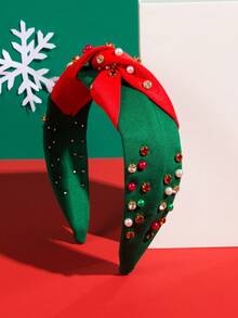 1 kẹp tóc nhiều màu sắc trang trí Giáng sinh đính đá Rhinestone chất lượng cao, phụ kiện tóc thời trang cho phụ nữ và trẻ em gái đội trong tiệc Giáng sinh - màu xanh lá - Xem 1