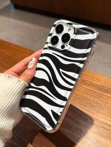 Funda de teléfono con diseño de estampado de cebra recubierta de piel sintética, compatible con Apple - Multicolor - Ver 3