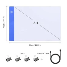 Elapoid 1 件用于钻石画的 LED 灯垫，超大艺术家描图灯箱复印台，超薄可调亮度手工艺品 DIY LED 描图灯垫，用于纹身绘画、流媒体、素描、动画、模板绘制、圣诞节万圣节礼物（尺寸：A2/A3/A4/A5；颜色：黑色/红色/蓝色/黄色） - 藍色 - 查看 19