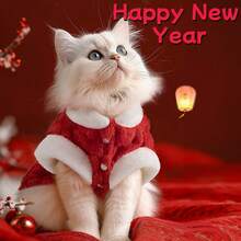 蓝猫图案宠物狗毛衣背心，秋冬季保暖衣服，适合贵宾犬、比熊犬、松狮犬 - 彩色 - 查看 3