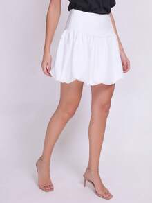 Steve Store Women's Fashion Tailored Skirt With Lining - 白色 - 查看 3