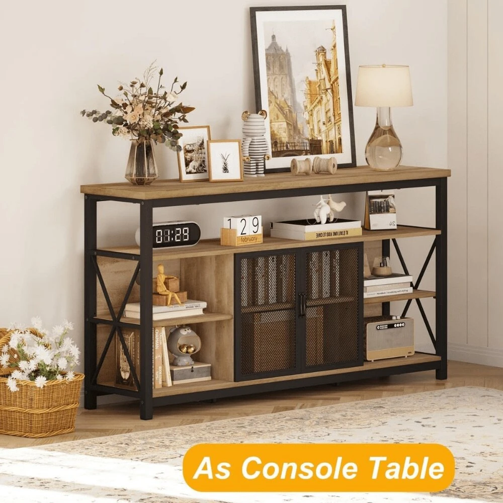 Tall TV Stand For TVs Up To 65 Inch, Industrial Entertainment Center