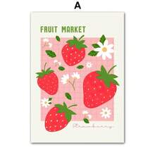 1PC Fruit Market Strawberry Lemon Orange Banana Cherry Wall Art Nordic Posters Hình ảnh cho phòng khách trang trí Canvas Prints Tranh không có khung - Nhiều màu - Xem 27