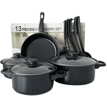 Juego De Sartenes de Acero Inoxidable , Batería de Cocina De 13 Piezas - Negro - Ver 2