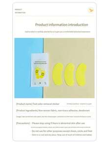 50 件（5 袋 X 10 件/袋）除臭脚和鞋子除臭贴，除臭鞋垫，柠檬香味除臭贴，无纺布材质，草本除臭，香味持久。可随身携带，易于使用。适用于休闲鞋、高跟鞋、运动鞋。也可以贴在鞋垫或袜子上。每袋含 10 件。 - 黃色 - 查看 8