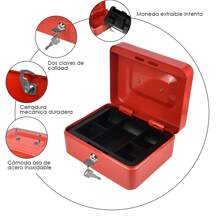 MEFENY Saf Security Money Box, Medium Matte Metallic Cash Box - Red - View 2