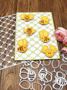 1/2 tấm nền lưới, mẫu khuôn cắt kim loại hình con ong, thảm cắt thủ công DIY, dùng để làm sổ lưu niệm, làm thiệp chúc mừng - Bạc - Xem 9