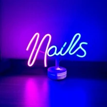 1 件指甲霓虹灯桌面支架背光装饰灯，指甲尺寸 11.4x8.38x3.74 英寸（29x21.3x9.5 厘米），电池或 USB 供电暖室氛围灯带触摸开关，适合女孩卧室