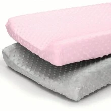 2 件装尿布垫套超柔软 Minky Dots 毛绒尿布台套透气尿布台床单可擦拭尿布垫套适合男宝宝女宝宝情人节最爱