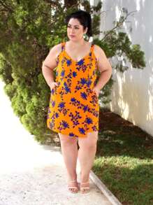 Women's Plus Size Jumpsuit Short Skirt With Printed Lining Summer - 顏色11 - 查看 5