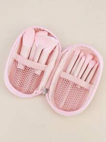 10pcs Makeup Brush Set With Pouch, Foundation Brush, Eyeshadow Brush, Highlighter Brush, Powder Brush, Blush Brush, Multi-Functional Makeup Brushes - Pink - View 8