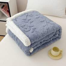 新品跨境电商风水树系列仿羊绒绵羊毛纯色风水树提花多功能毯午睡毯办公室羊毛毯舒适柔软家居毯 - 霧霾藍 - 查看 9