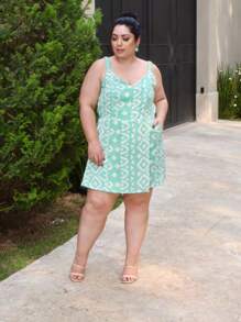 Women's Plus Size Jumpsuit Short Skirt With Printed Lining Summer - 顏色16 - 查看 3