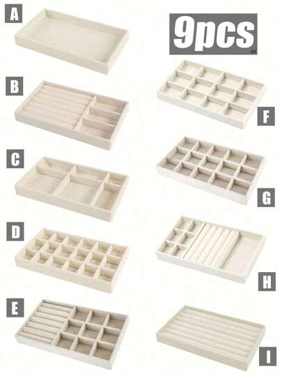 9-1 Stück Samt-Schmuckablage, große Kapazität Schmuckorganizer mit separaten Fächern, Schmuckkasten, Schmuckablage, stapelbarer Schmuckständer für Ohrringe, Halsketten, Armbänder, Ringe, Haarspangen, Stirnbänder, Geschenk für Freundin, Valentinstag, Muttertag, Weihnachten, Erntedankfest, Schmuckkasten, Beutel, Make-up Pinselhalter, Pinselhalter, Parfümorganisator, Beutel, Geschenke für Frauen, Weihnachtsgeschenke, Geschenkideen für Frauen
