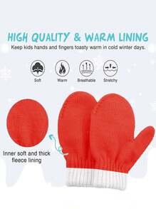 2 Pairs Century Star Toddler Mittens Kids Winter Gloves Knitted Warm Magic Mittens For Boys Girls Thermal Lined Gloves - Multicolor - View 4