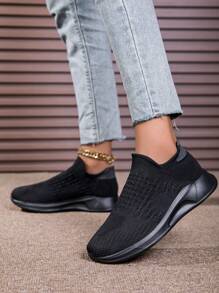 Zapatos deportivos casuales para mujer, antideslizantes, duraderos, de suela suave transpirable, nuevos modelos para 2024 - Negro - Ver 2