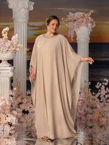 加上优雅的雪纺新娘母亲礼服，宽松剪裁，精致刺绣 - 非常适合婚礼、晚会和红地毯活动 - 香檳色 - 查看 7