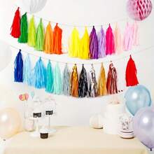 Paquete de 5 guirnaldas de flecos de papel de seda de colores, cinta de flecos de papel para globos, para decoración de bodas, fiestas de cumpleaños, fiestas temáticas, Halloween, Acción de Gracias y otros días festivos - Multicolor - Ver 7