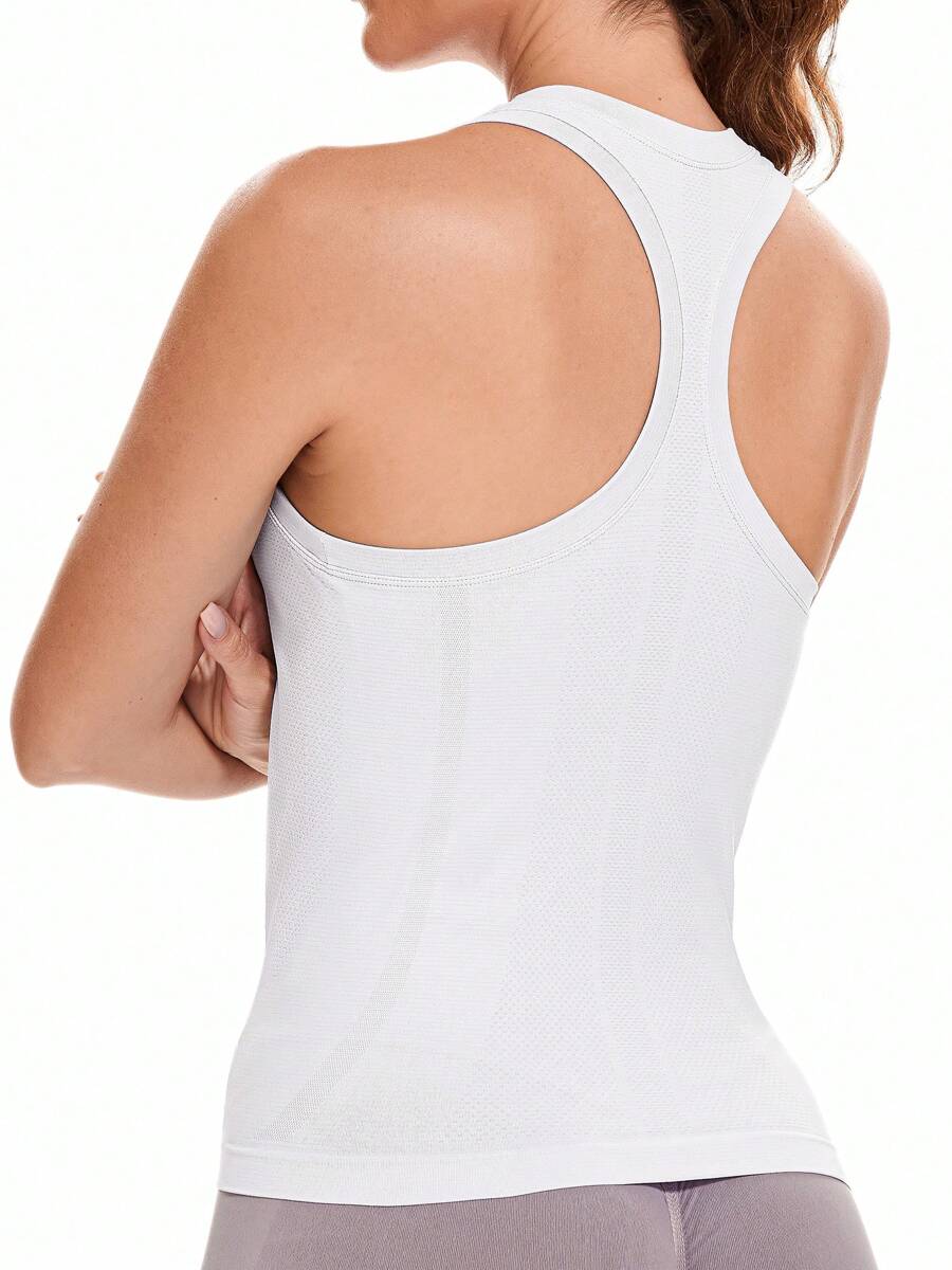 Workout Tank Tops For Women Sleeveless Gym Tops Seamless Racerback Athletic Yoga Shirts - trắng - Xem 1