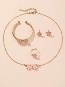 5pcs/Set Girls Daisy Flower Earrings & Necklace Cute Jewelry Set - Daisy - View 6