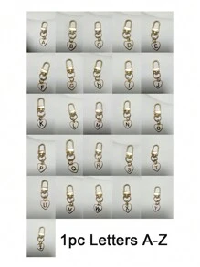 Breloc cu pandantiv inimă cu litere, pandantiv pentru geantă cu litere inițiale A-Z, breloc din aliaj cu farmec de modă, cu carabină, suport pentru chei inițiale personalizate pentru rucsac, portofel, husă pentru căști, pentru prieteni, familie și cupluri, cadou ideal