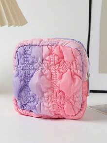 1 个彩色格子卫生巾袋、零钱包，可装口红、垫子、粉饼、硬币、小物品，适合学生、购物、旅行、便携 - 彩色 - 查看 9