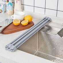 1 pieza Bandeja escurridor de acero inoxidable para fregadero, Felpudo multifuncional para fregadero, Cortina de desagüe de acero inoxidable, Rejilla para secar platos, Organizador de fregadero de cocina, Plegable y de fácil almacenamiento, Apto para lavavajillas - almohadilla de filtro de agua - Ver 12