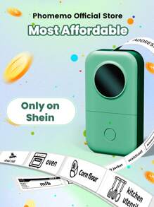 Phomemo 1pc 标签打印机,包含 1 卷 12x40mm(0.47 英寸 x 1.57 英寸)白色热敏标签带 - D30 便携式无线打印机,手持式尺寸,无需墨水的热敏标签打印机,203dpi 高分辨率打印,小型打印机支持 6/12/14/15mm(0.24 英寸/0.47 英寸/0.55 英寸/0.59 英寸)热敏标签,内置 1200mAh 耐用电池,可充电,迷你智能标签打印机,兼容 iOS 和 Android 系统,易于使用,适用于家庭、厨房、药盒、办公室、学校、商店、整理等多种场合。 - 粉色 - 查看 9