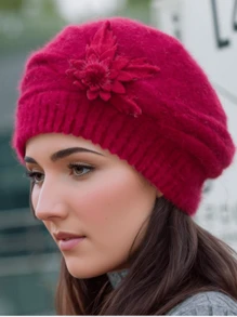 1 st bekväm stickad basker för kvinnor - varm, stretchig vintermössa i akryl med öronlappar, perfekt för skidåkning och utomhussammankomster - Multifärgad - Visa 8