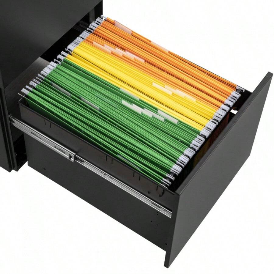 3 Drawer File With Lock, Steel Mobile Filing On Anti