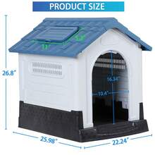 Plastic Dog House Outdoor Indoor Doghouse Puppy Shelter With Adjustable Skylight - 1 - 查看 3