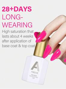 1pc 15ml Neon Pink Gel Nail Polish, Soak Off Gel Nail Polish ,Long-Lasting And LED/UV Lamp Quick-Drying, For Home Salon Nail Art DIY - 玫紅色 - 查看 3