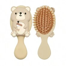 奶茶熊可爱发梳防静电卷发迷你便携式旅行梳子发刷儿童女童梳子发刷造型工具 - 彩色 - 查看 5