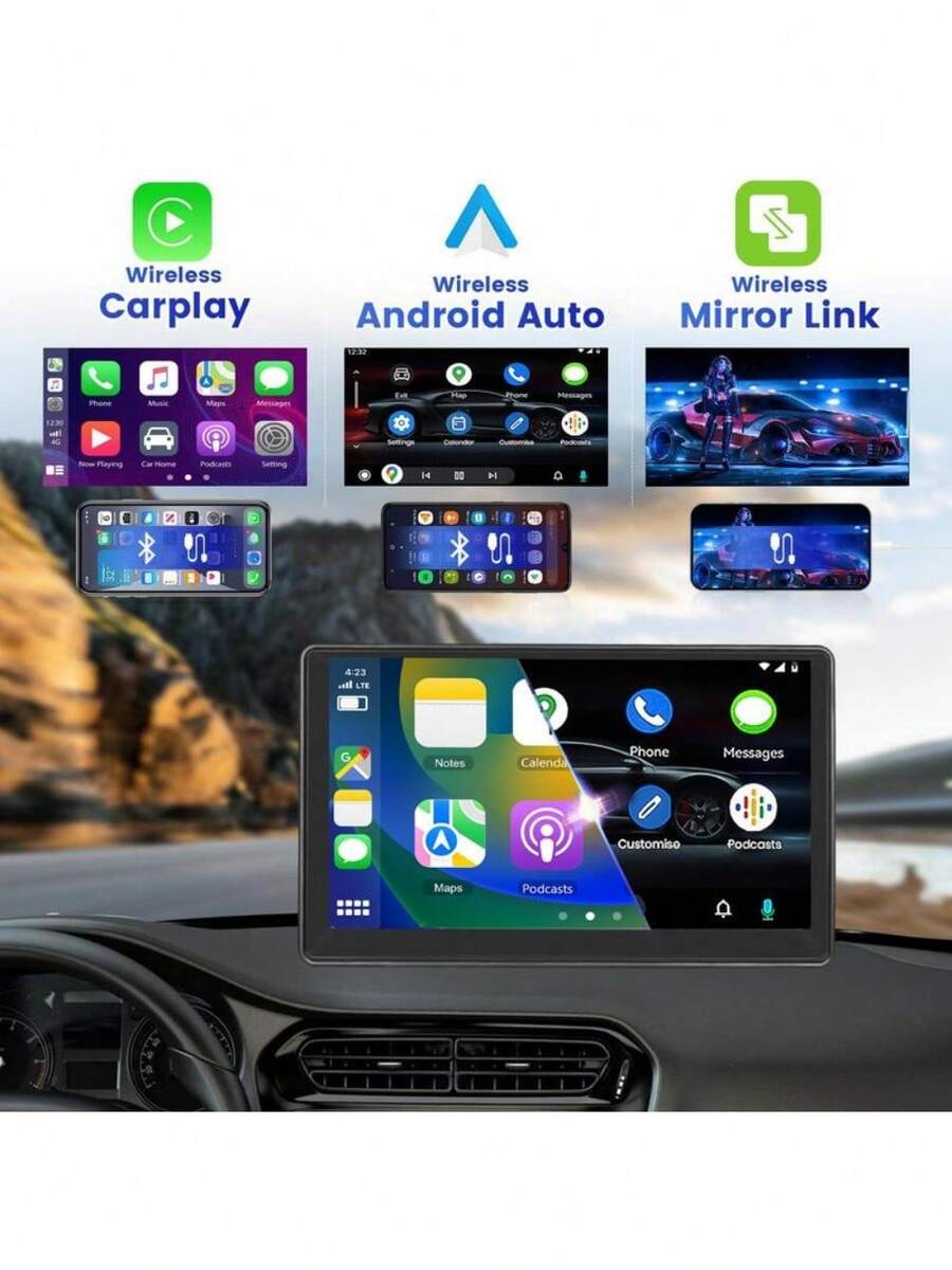 Wireless Carplay Portable Car Radio, 7 Inch Touchscreen Bluetooth Radio