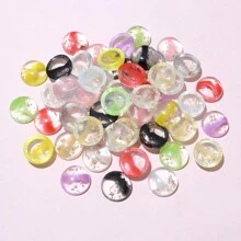 50 chiếc 12mm màu ngẫu nhiên pha trộn nhựa Cabochon Cameo phẳng mặt sau tròn DIY làm đồ trang sức phụ kiện phát hiện cho bông tai vòng cổ - trộn ngẫu nhiên - Xem 2