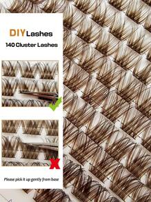 Asiteo 140 片棕色 D 卷假睫毛簇棕色睫毛簇混合长度 8-16 毫米可 DIY 卷曲浓密仿貂皮假睫毛睫毛簇，睫毛簇，单根睫毛，睫毛，假睫毛