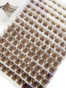 Asiteo 140 片棕色 D 卷假睫毛簇棕色睫毛簇混合长度 8-16 毫米可 DIY 卷曲浓密仿貂皮假睫毛睫毛簇，睫毛簇，单根睫毛，睫毛，假睫毛
