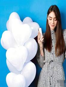 10 个/套 10/12 英寸混合颜色，包括白色、红色、红色和白色心形乳胶气球，适用于生日、婚礼、情人节求婚、圣诞节装饰和室内/室外活动，圣诞节最佳礼物 - 多色 - 查看 6