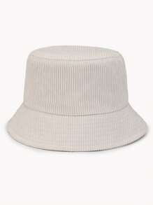Thick Corduroy Simple Wide Brim Warm Bucket Hat - Multicolor - View 4