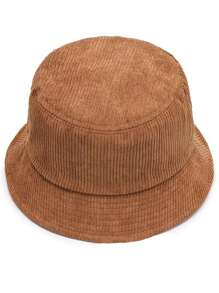 Thick Corduroy Simple Wide Brim Warm Bucket Hat - Multicolor - View 5